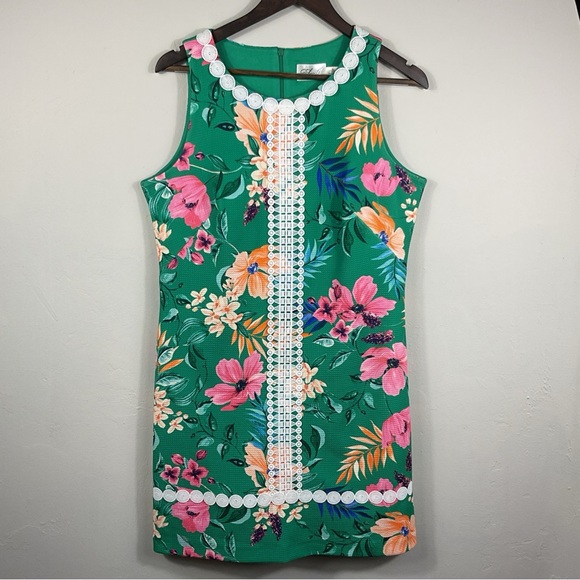 SZ 10- ELIZA J Women’s Floral Sleeveless Dress with Lace Details Casual Formal - Picture 1 of 7